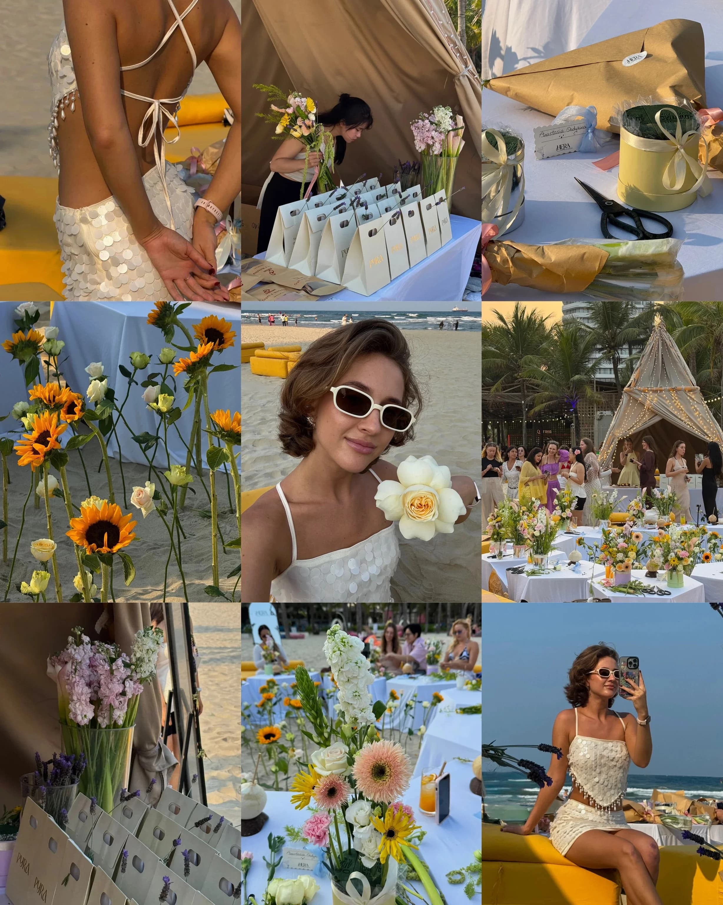 Beach sunset event with gift favors
